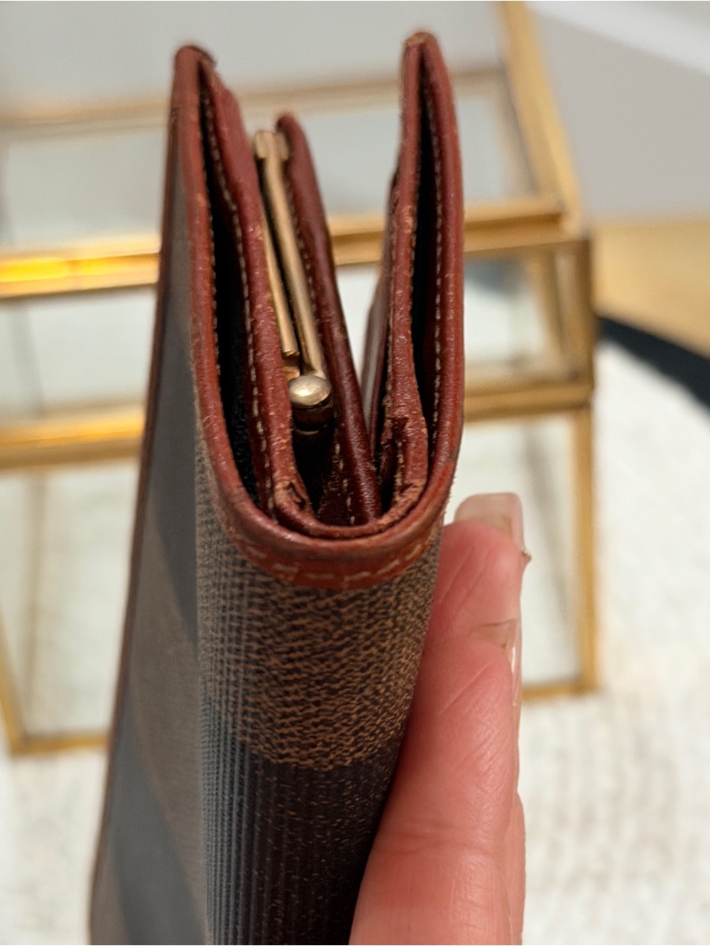 Fendi Pequin Brown Striped Canvas Bifold Wallet PreLOVED & COA - Picture 9 of 15